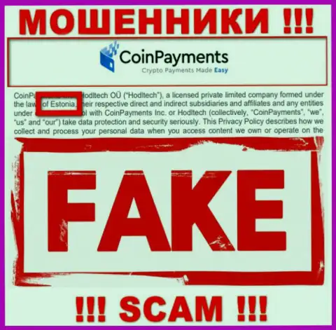 На веб-портале CoinPayments вся информация относительно юрисдикции липовая - сто процентов мошенники !
