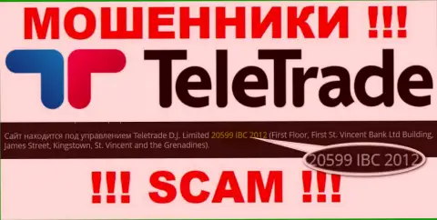 Рег. номер интернет шулеров TeleTrade (20599 IBC 2012) никак не доказывает их порядочность