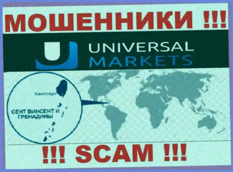 Контора UniversalMarkets зарегистрирована довольно-таки далеко от своих клиентов на территории St. Vincent and Grenadines
