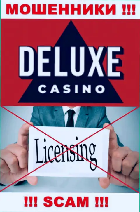 Отсутствие лицензии на осуществление деятельности у организации Deluxe Casino, только лишь подтверждает, что это мошенники