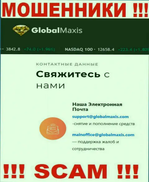 Электронный адрес мошенников Global Maxis, который они представили на своем официальном онлайн-сервисе