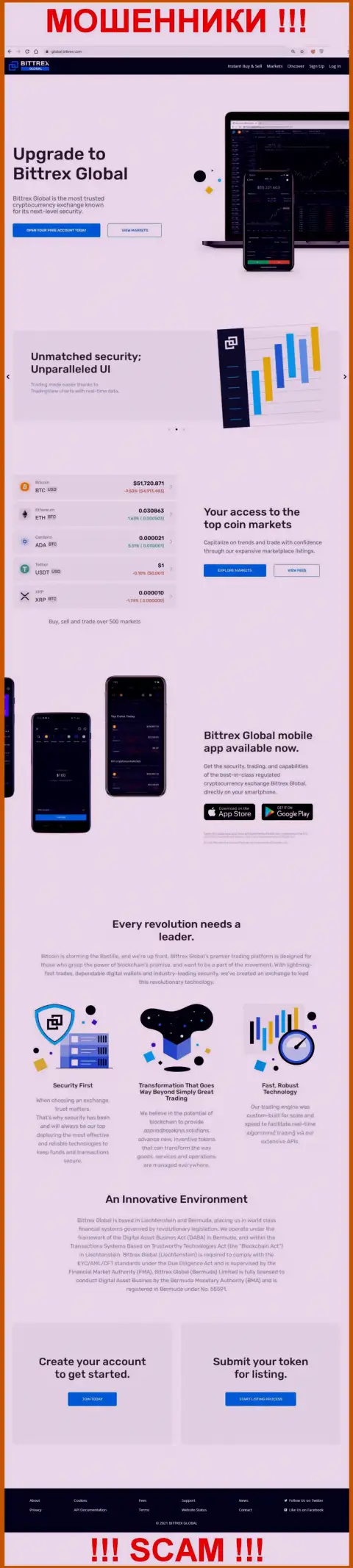 Сервис мошенников Global Bittrex Com