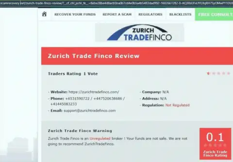 Подробный обзор ZurichTradeFinco Com, отзывы реальных клиентов и факты мошеннических уловок