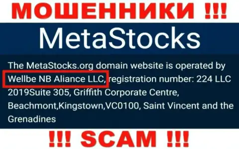 Юр лицо компании MetaStocks - это Wellbe NB Aliance LLC, инфа позаимствована с официального сайта