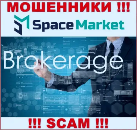 Область деятельности незаконно действующей компании Space Market - это Broker