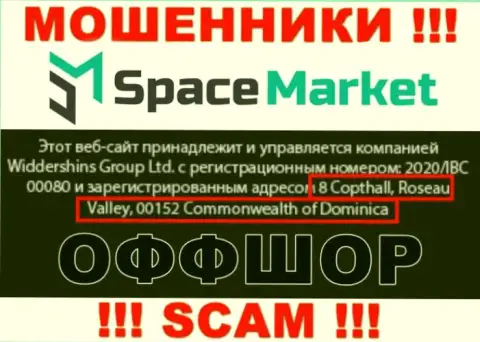 Очень опасно совместно работать, с такого рода мошенниками, как организация SpaceMarket, т.к. сидят они в офшоре - 8 Coptholl, Roseau Valley 00152 Commonwealth of Dominica
