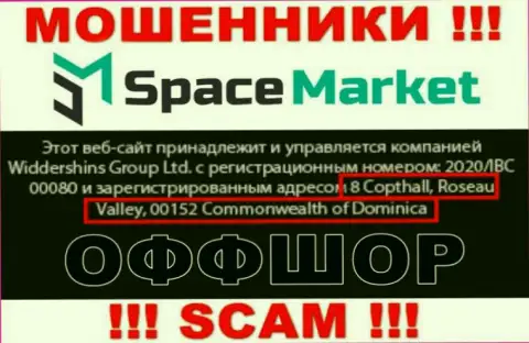 Очень опасно совместно работать, с такого рода мошенниками, как организация SpaceMarket, т.к. сидят они в офшоре - 8 Coptholl, Roseau Valley 00152 Commonwealth of Dominica