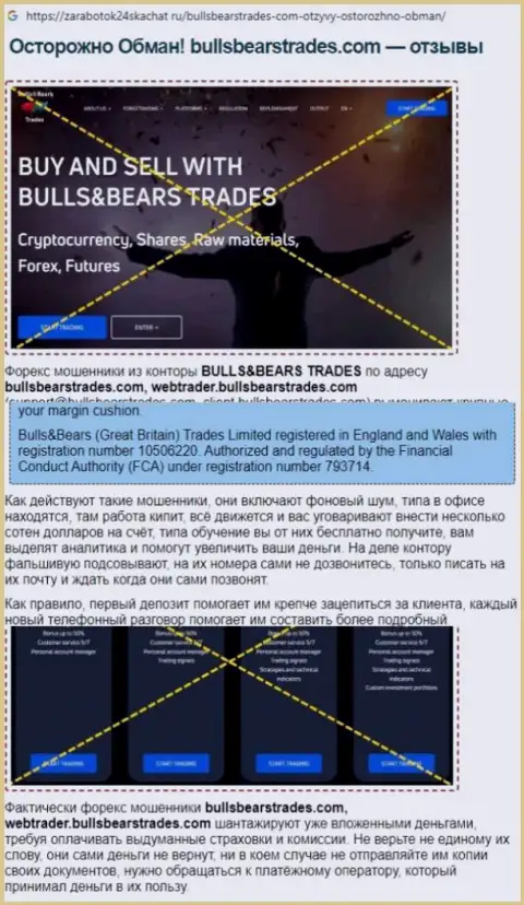 Обзор махинаций Булл Беарс Трейдс, позаимствованный на одном из сайтов-отзовиков