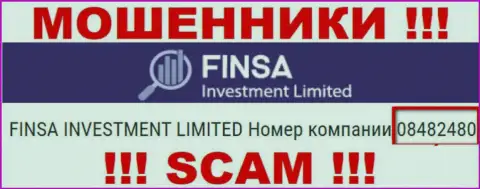 Как представлено на официальном информационном сервисе ворюг FinsaInvestmentLimited Com: 08482480 - это их регистрационный номер