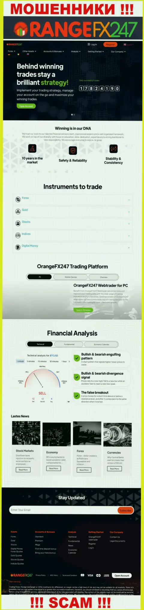 Основная страничка официального web-ресурса мошенников OrangeFX247 Com