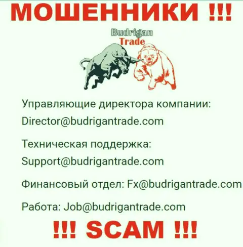 Не отправляйте сообщение на электронный адрес Budrigan Ltd - это мошенники, которые отжимают финансовые средства людей