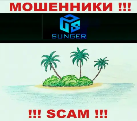 На онлайн-сервисе мошеннической конторы SungerFX нет ни одного слова касательно юрисдикции