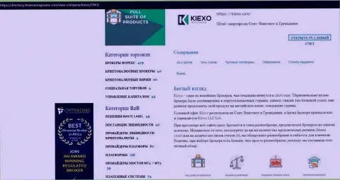 Обзорный материал о работе ФОРЕКС брокерской компании Kiexo Com, представленный на сайте Directory FinanceMagnates Com