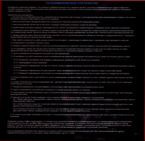 Пользовательское соглашение Зинейра Ком, опубликованное на интернет-ресурсе дилера