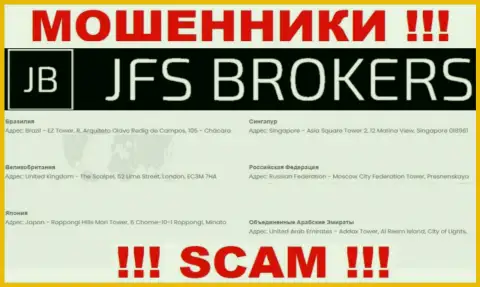 JFS Brokers у себя на онлайн-сервисе распространили ненастоящие данные относительно местонахождения