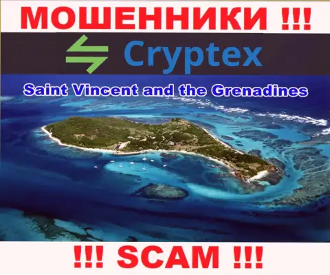 Из организации Криптекс Нет финансовые средства вернуть нереально, они имеют офшорную регистрацию: Saint Vincent and Grenadines