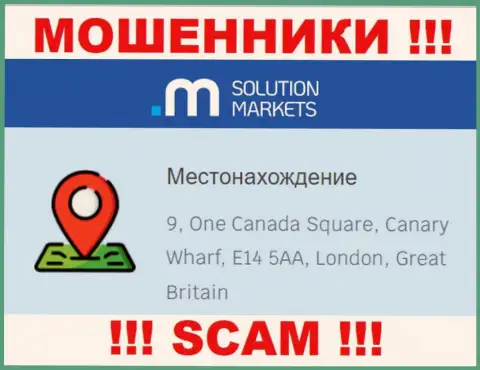 На сервисе Солюшен-Маркетс Орг нет достоверной инфы о официальном адресе организации - МОШЕННИКИ !