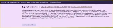 Отзыв валютного игрока об брокерской организации Cauvo Capital на веб-ресурсе Ревокон Ру