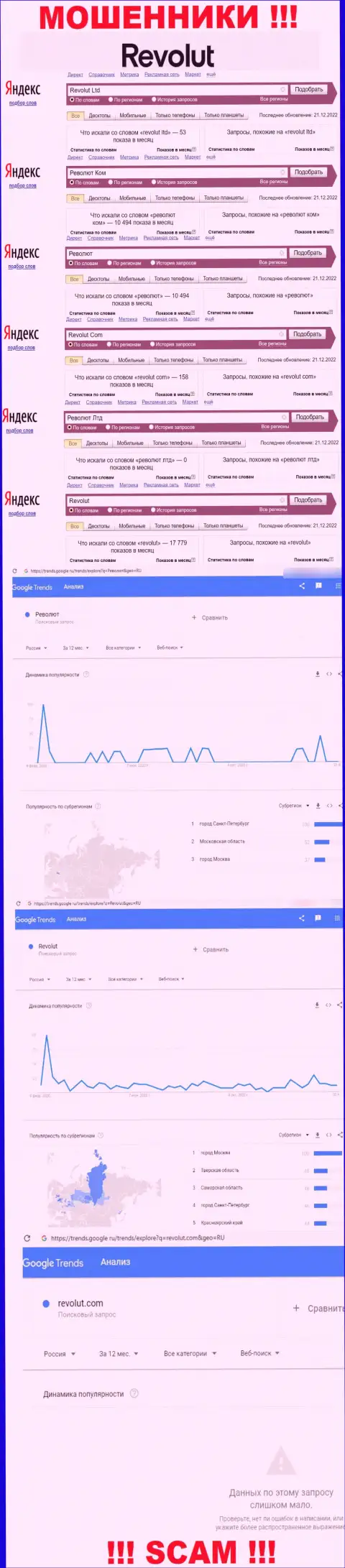 Статистические показатели о запросах в поисковиках глобальной сети интернет сведений о организации Revolut