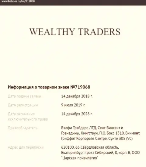 Данные о дилере Wealthy Traders, позаимствованные на ресурсе бебосс ру