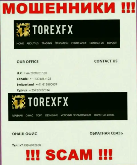 В запасе у internet-мошенников из TorexFX есть не один номер телефона